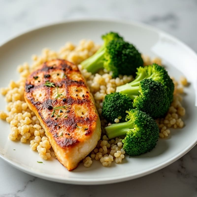 Grilled Chicken Breast with Quinoa and Steamed Broccoli