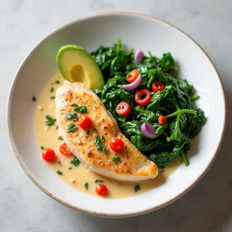 Creamy Coconut Chicken Skillet with Fresh Greens