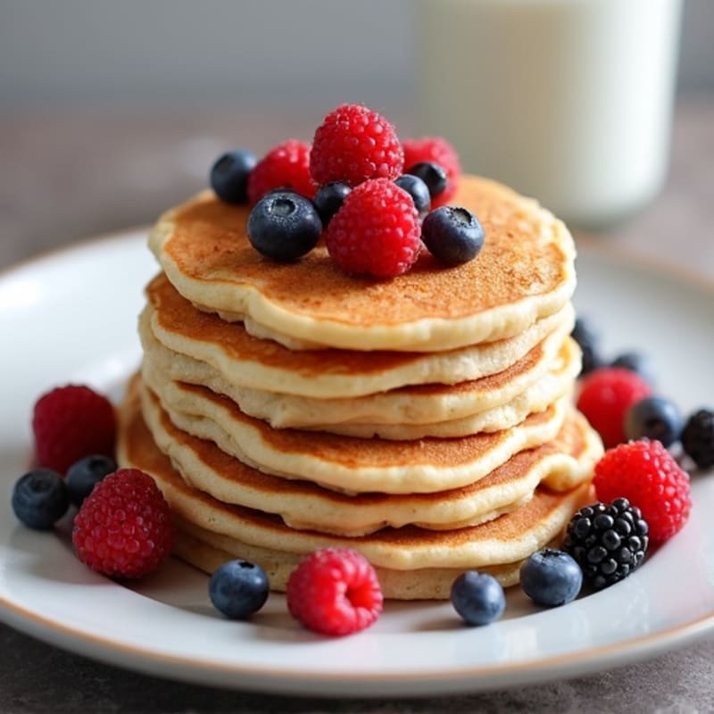 Fluffy Protein Pancakes with Fresh Mixed Berries