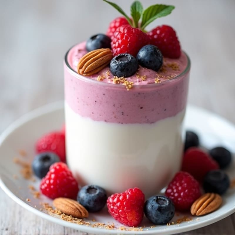Silky Greek Yogurt Protein Pudding with Mixed Berries