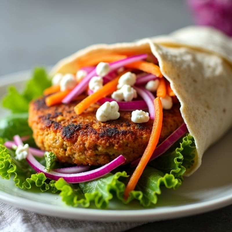 Crispy Veggie Burger Wrap with Zesty Slaw
