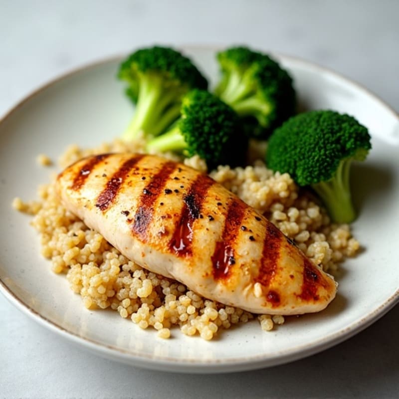 Grilled Chicken Breast with Quinoa and Steamed Broccoli