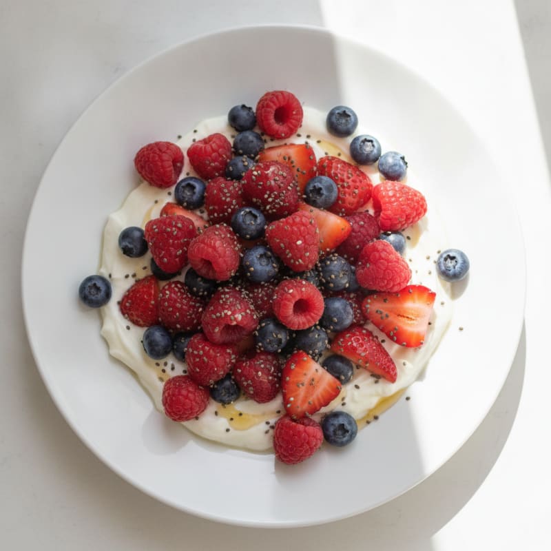 Silky Greek Yogurt Protein Pudding with Mixed Berries