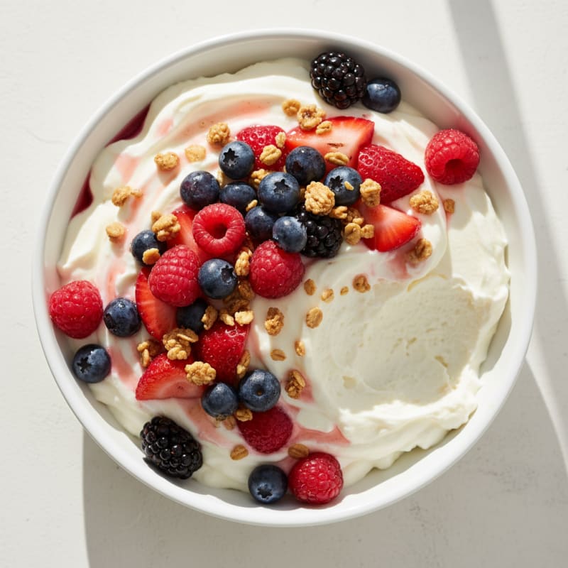 Greek Yogurt Protein Mousse with Mixed Berries
