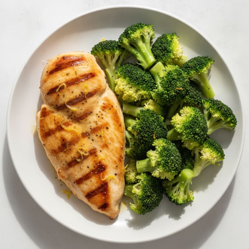 Grilled Lemon Pepper Chicken Breast with Steamed Broccoli