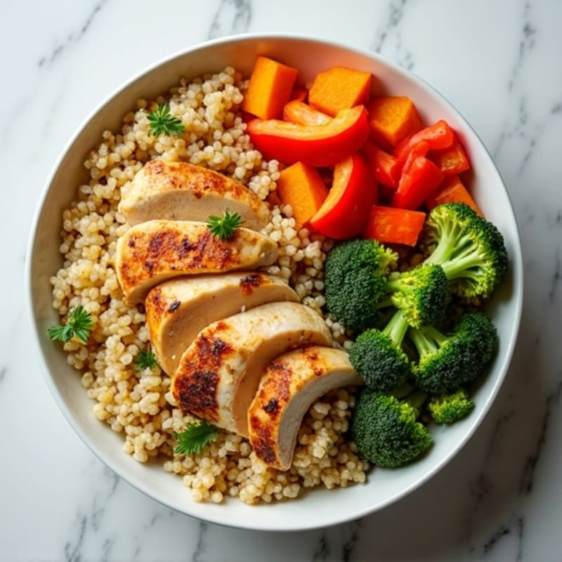Grilled Chicken and Quinoa Power Bowl with Roasted Vegetables