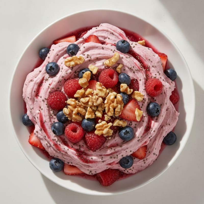 Greek Yogurt Protein Mousse with Mixed Berries