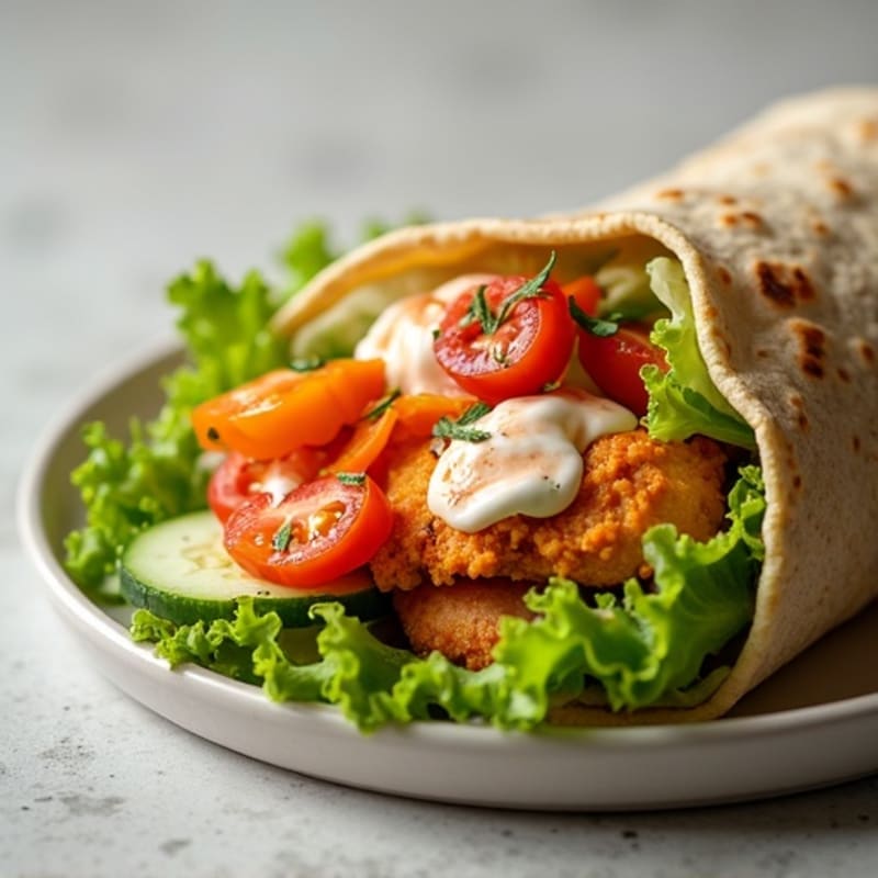 Crispy Buffalo Ranch Chicken Wrap with Fresh Veggies
