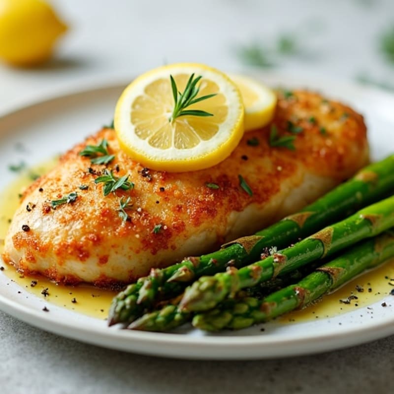 Crispy Lemon Herb Chicken with Roasted Asparagus