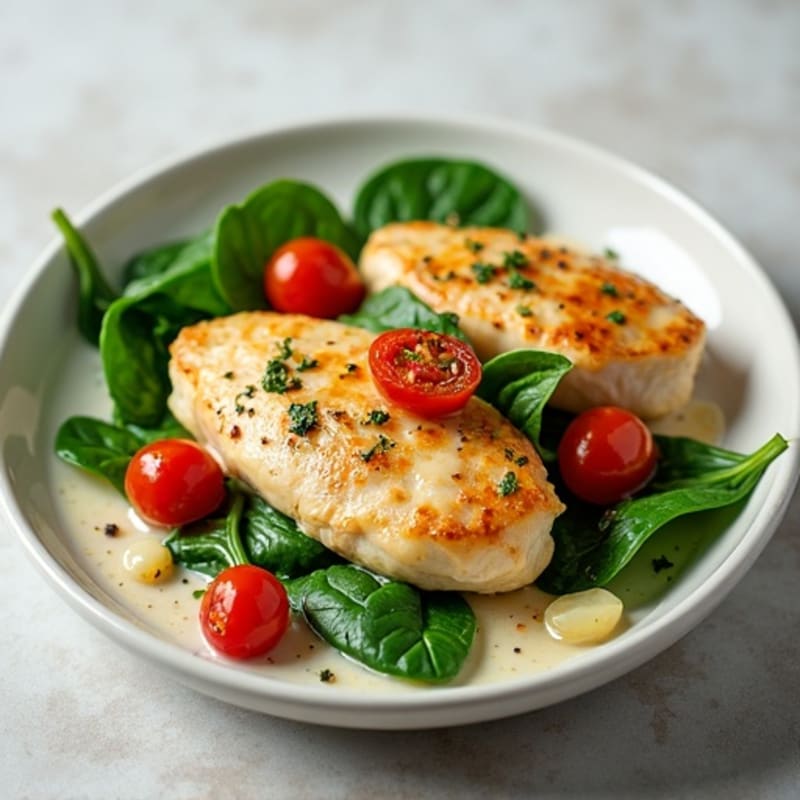 Creamy Garlic Chicken with Sun-Dried Tomatoes and Spinach