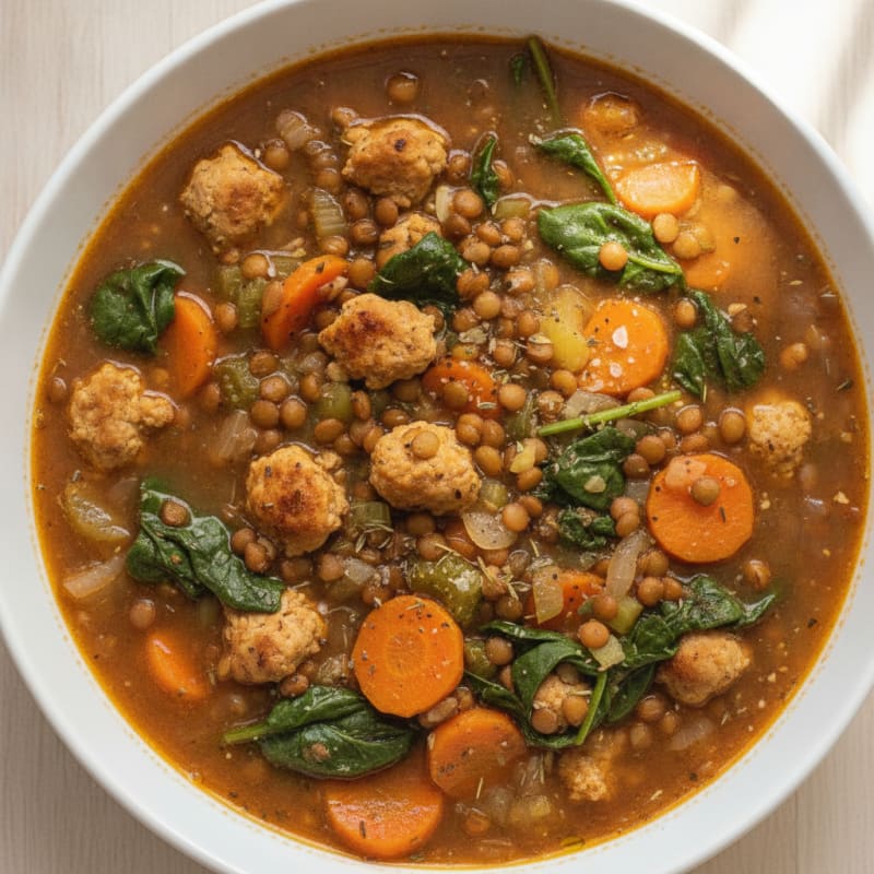 Hearty Lentil and Ground Turkey Vegetable Soup