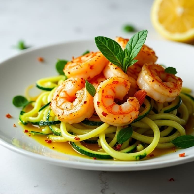 Lemon-Garlic Pan-Seared Shrimp with Zucchini Noodles