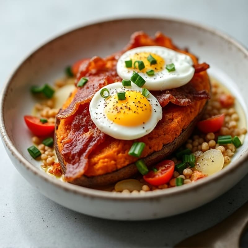 Crispy Loaded Sweet Potato with Turkey Bacon