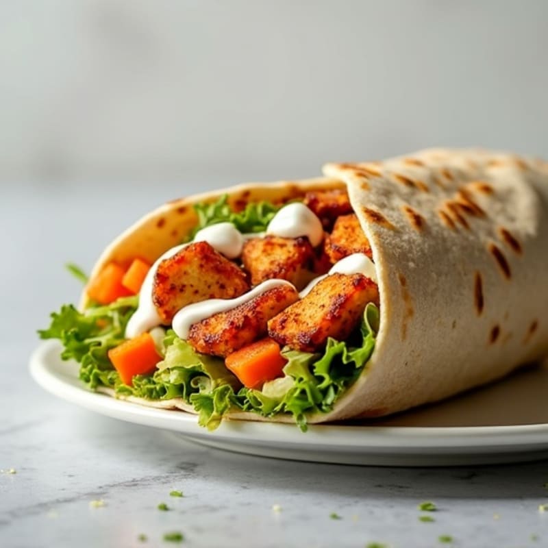 Crispy Buffalo Chicken Wrap with Fresh Crunchy Veggies