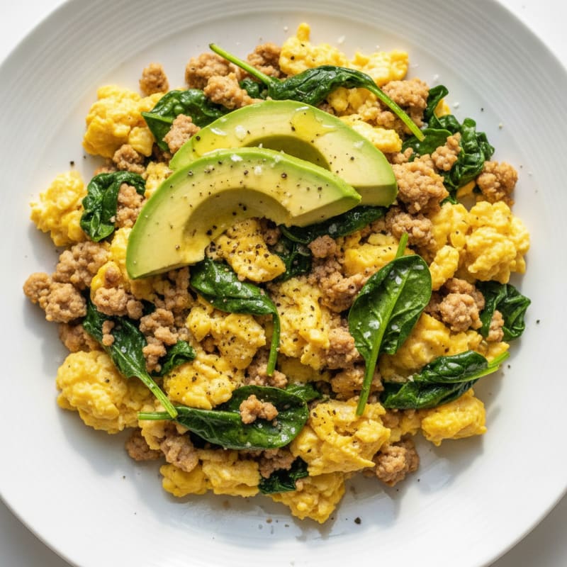 Hearty Scrambled Eggs with Spinach