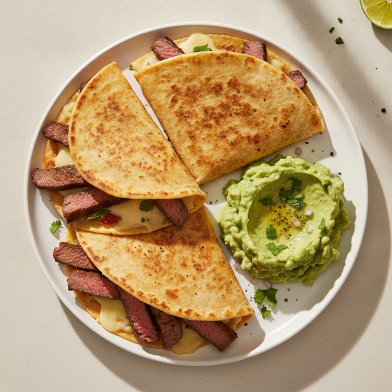 Carne Asada Quesadillas with Guacamole