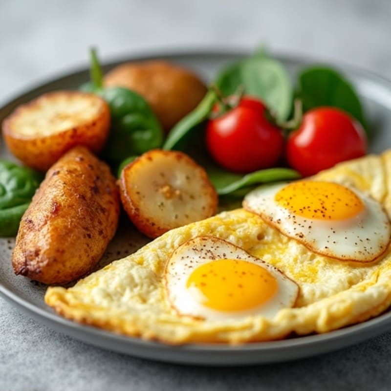 Egg White Omelette with Chicken Breast and Roasted Potatoes