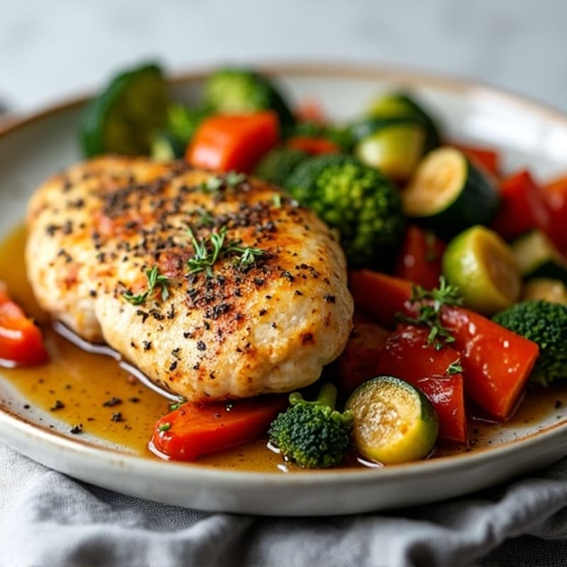 Herb-Crusted Pan Seared Chicken with Roasted Vegetables