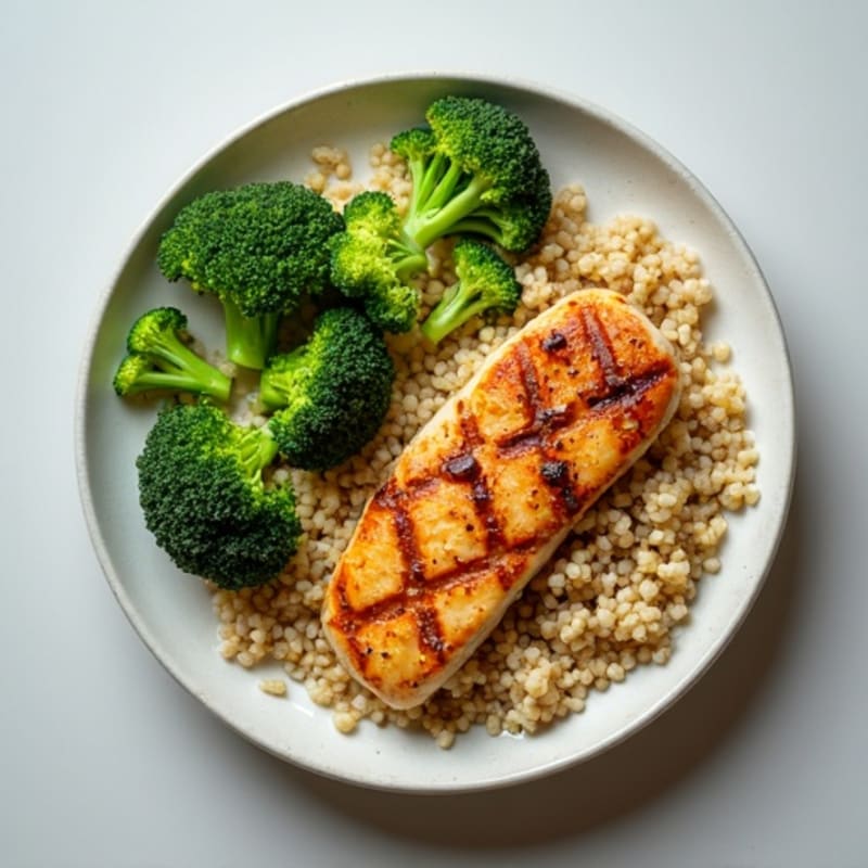 Grilled Chicken Breast with Quinoa and Steamed Broccoli