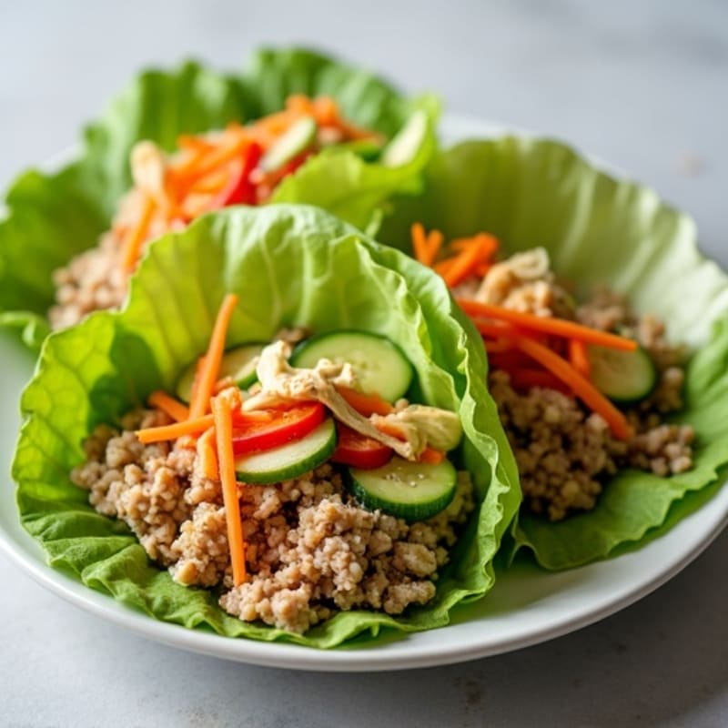 Crispy Turkey Lettuce Wraps with Hummus and Shredded Veggies