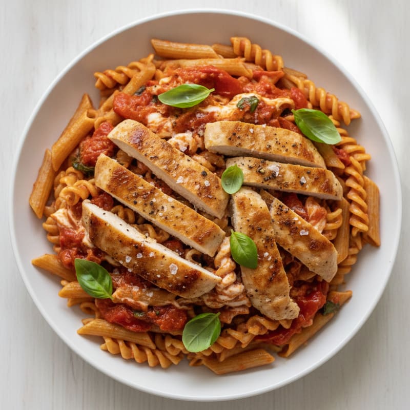 Chicken Penne with Roasted Red Pepper Sauce