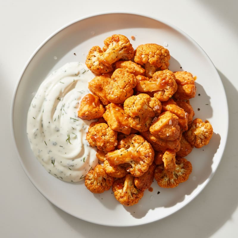 Crispy Buffalo Cauliflower with Creamy Ranch
