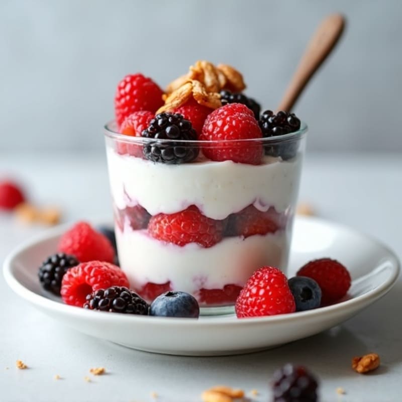 Greek Yogurt Parfait with Mixed Berries and Toasted Almonds
