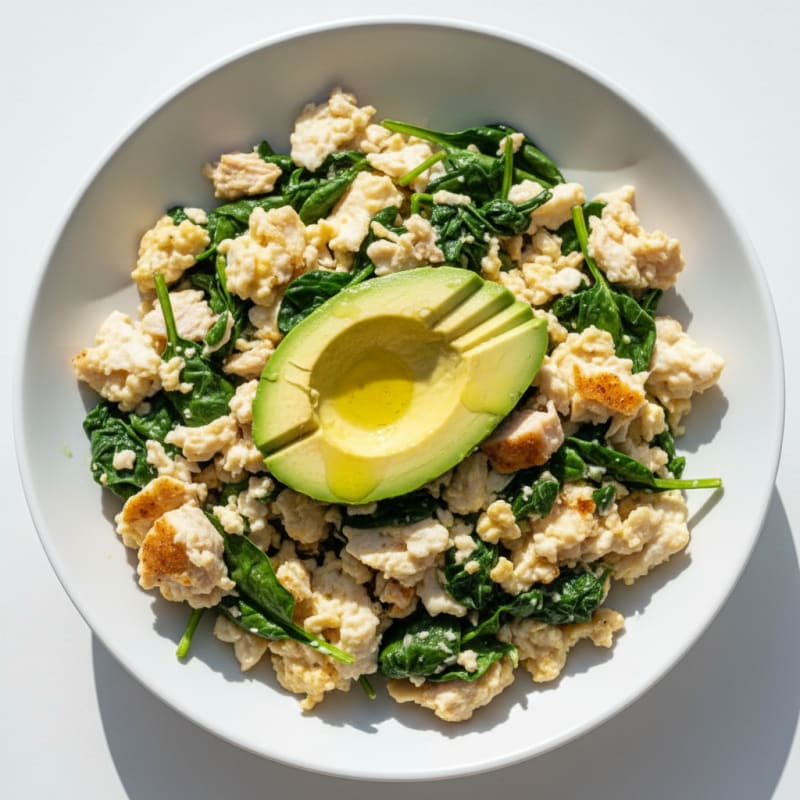 Egg White Scramble with Spinach and Turkey Breast