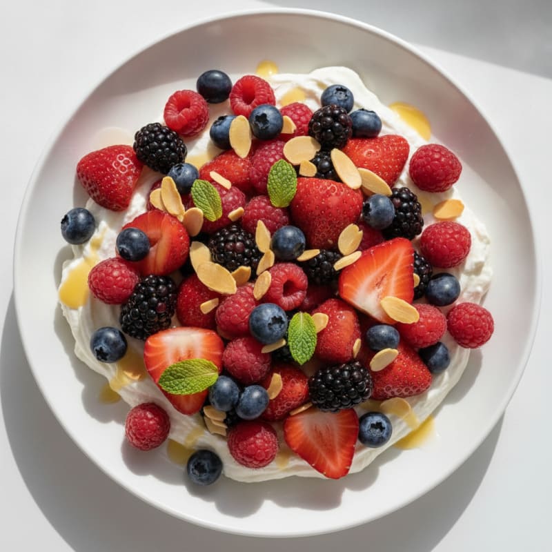 Silky Greek Yogurt Protein Mousse with Mixed Berries