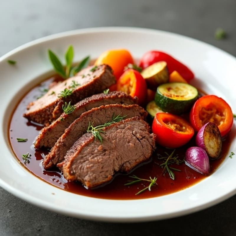 Smoky Slow Cooked Brisket with Roasted Vegetables