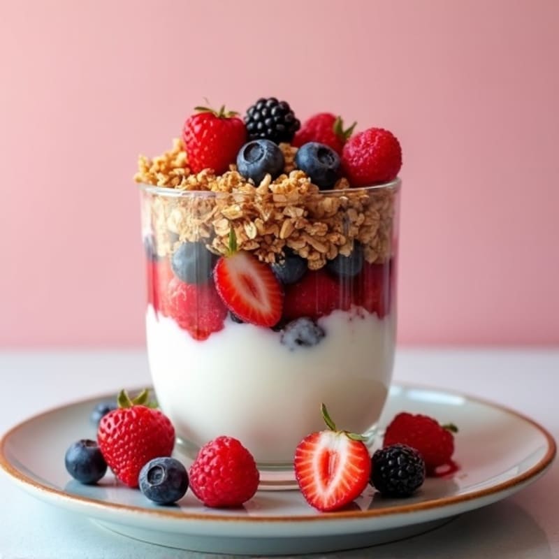 Greek Yogurt Parfait with Mixed Berries and Protein Granola