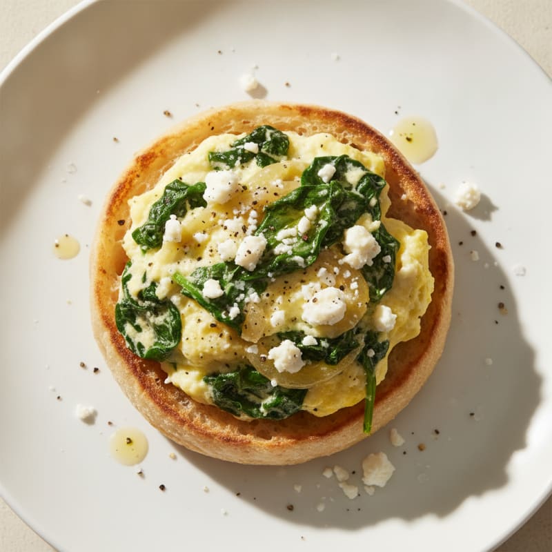 Spinach and Feta Egg White English Muffin
