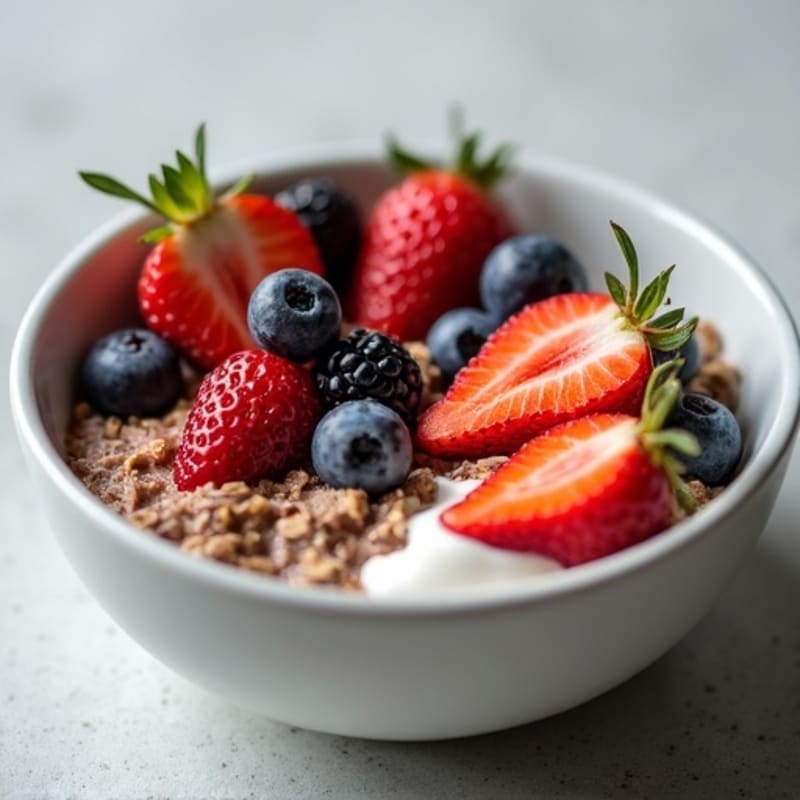 Creamy Chocolate Protein Overnight Oats with Berries