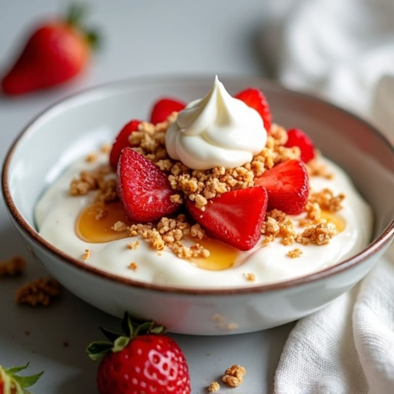 Protein-Packed Greek Yogurt Strawberry Shortcake Bowl