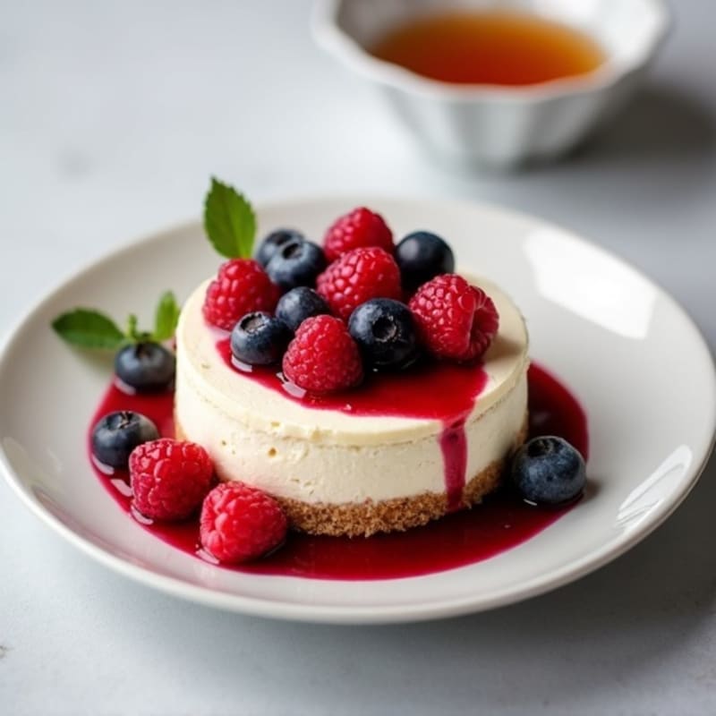 Greek Yogurt Protein Cheesecake with Berry Compote