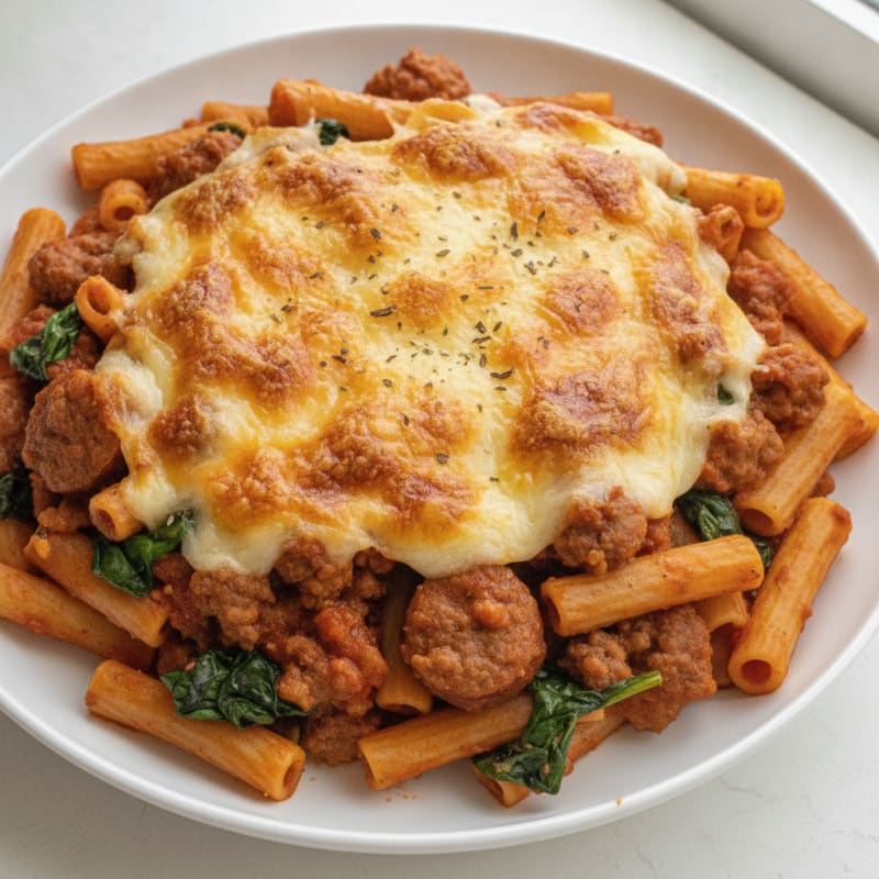 Baked Ziti with Beef and Italian Sausage