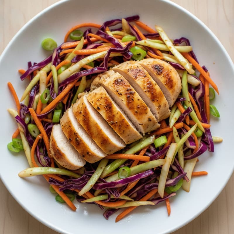 Grilled Chicken Breast with Crunchy Cabbage Slaw