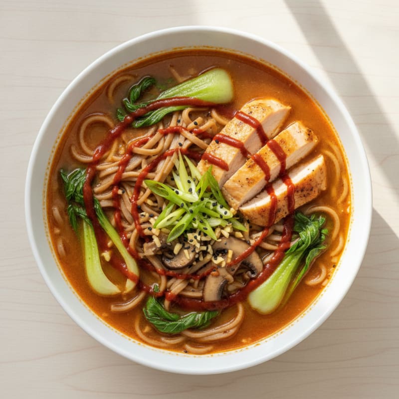 Sriracha Chicken Ramen Soup