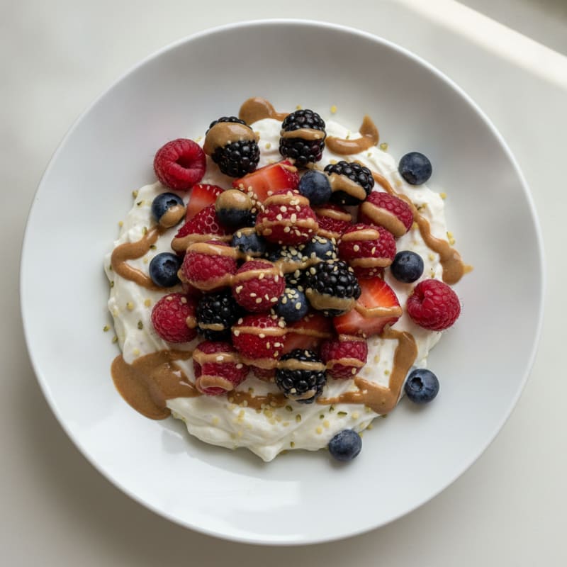 Silky Greek Yogurt Protein Pudding with Mixed Berries