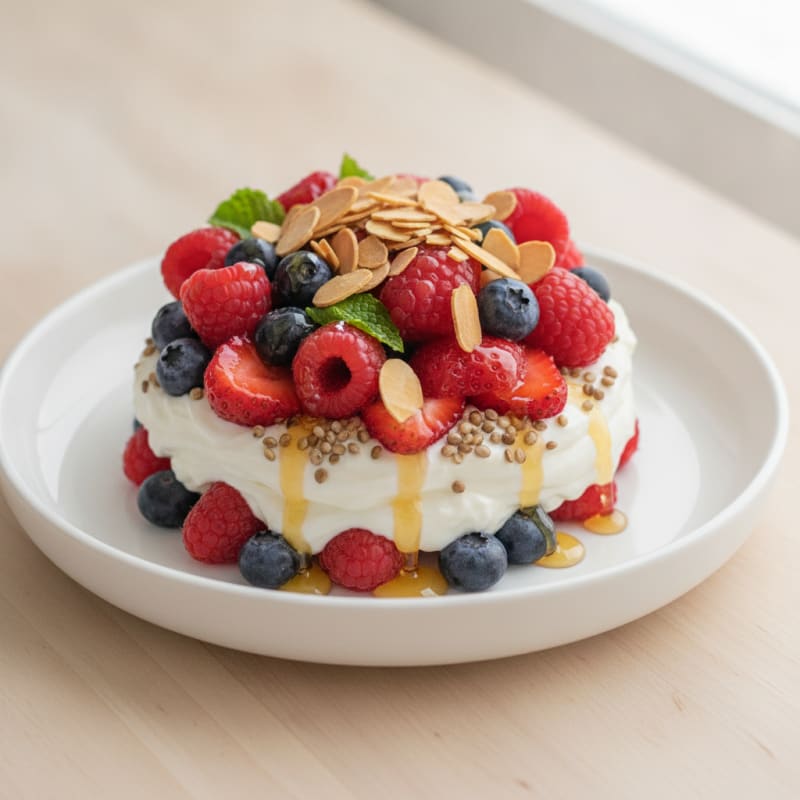 Greek Yogurt Protein Parfait with Mixed Berries