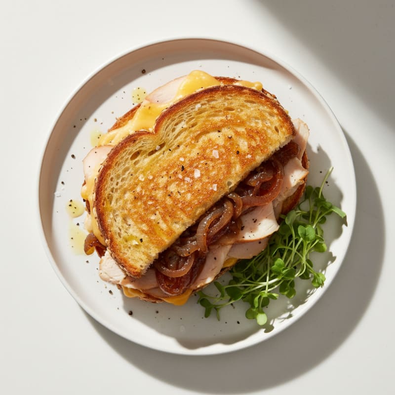 Golden Grilled Cheese with Caramelized Onions