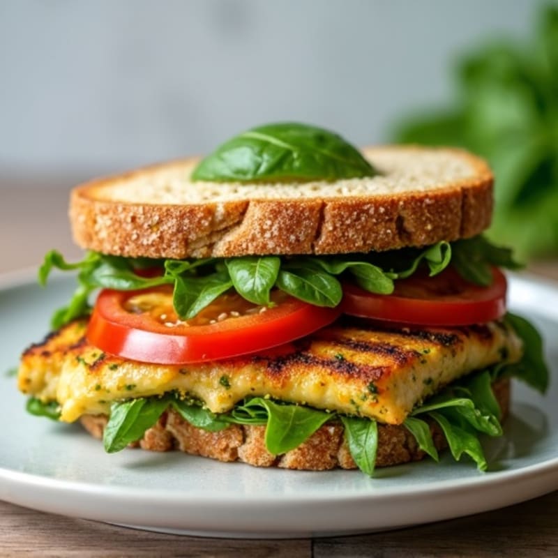 Grilled Chicken Pesto Sandwich with Fresh Arugula
