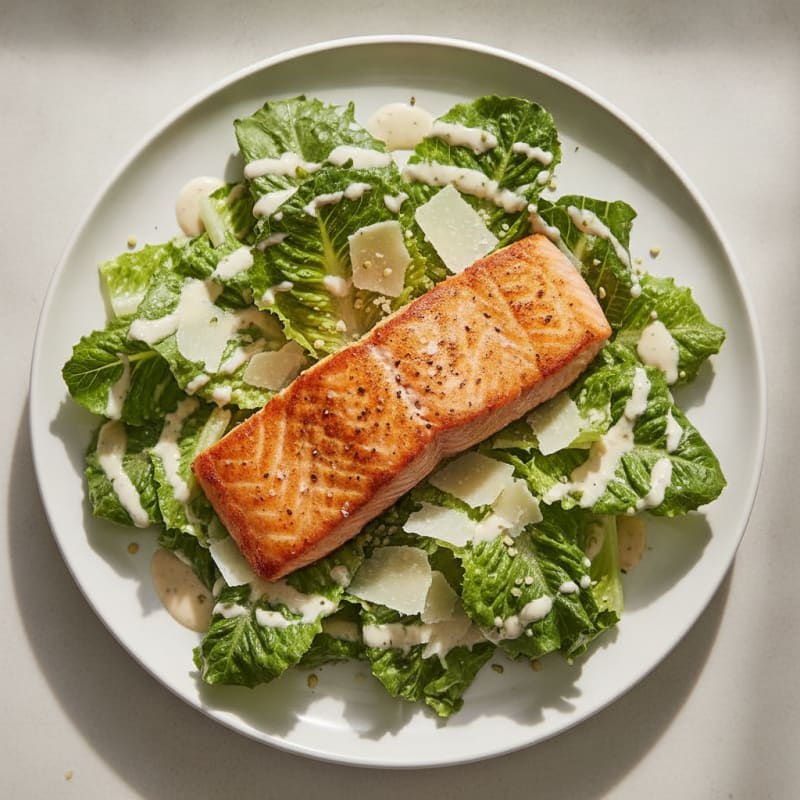 Pan-Seared Salmon Caesar Salad