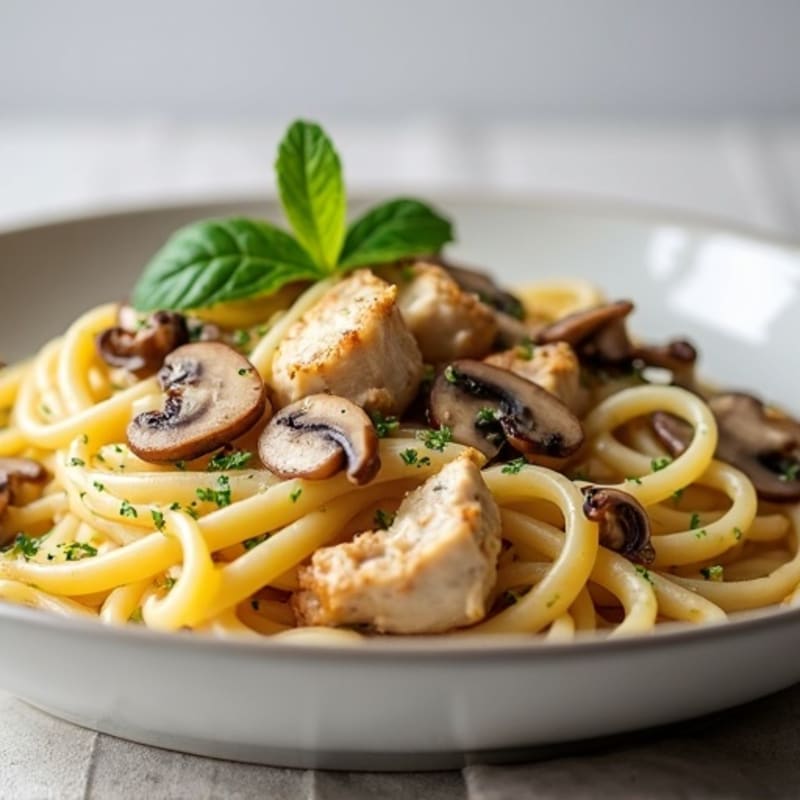 Creamy Garlic-Truffle Mushroom Linguine