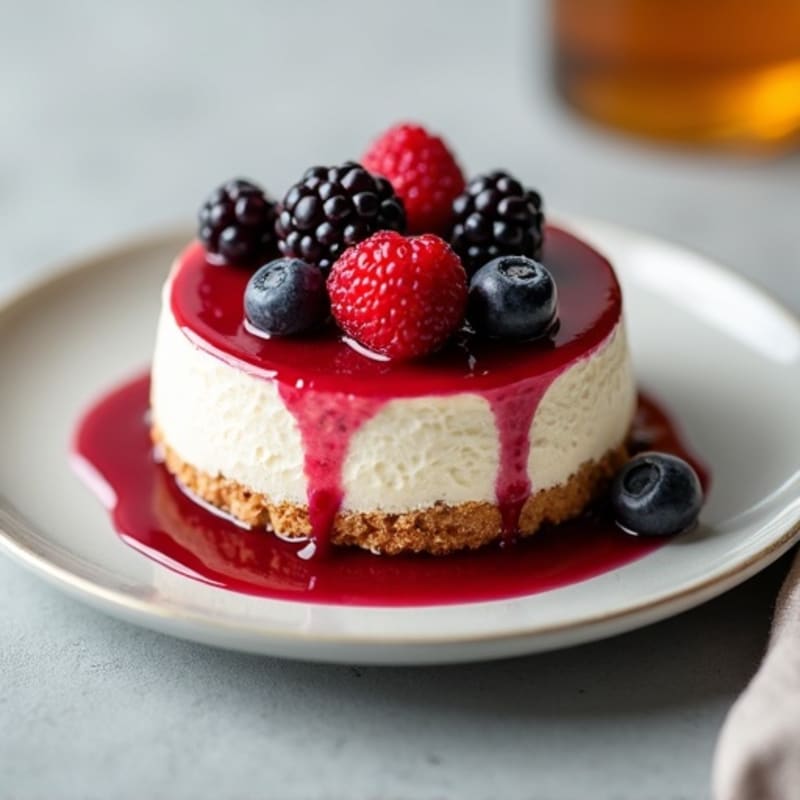 Protein Cheesecake with Greek Yogurt and Berry Compote