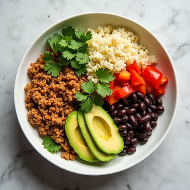 Lean Turkey Taco Bowl with Cilantro-Lime Cauliflower Rice