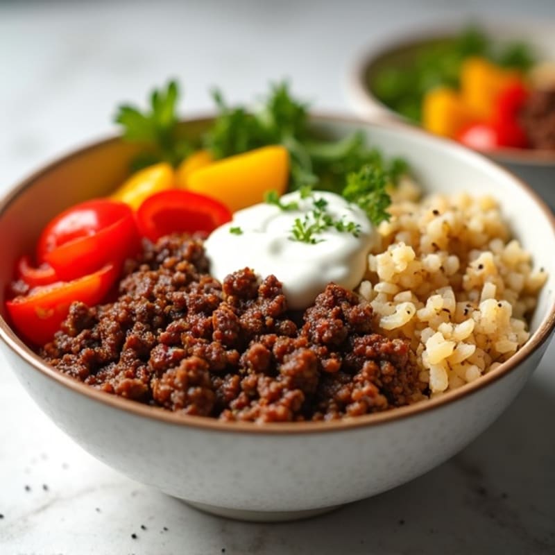 Seasoned Ground Beef Bowl with Special Sauce
