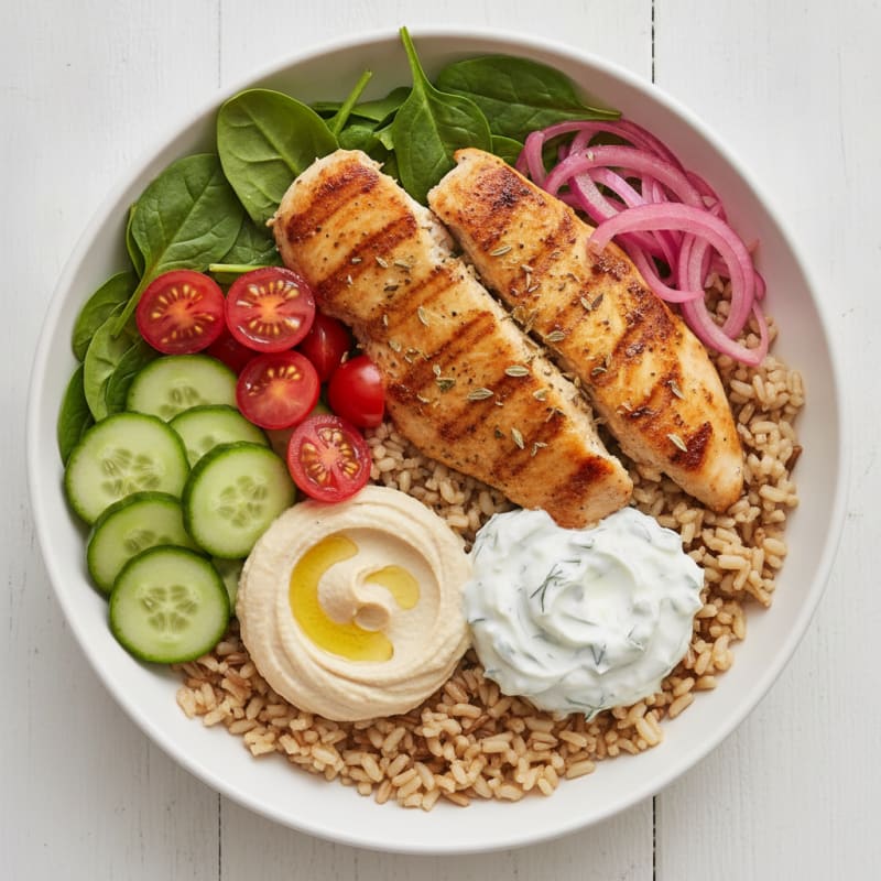 Mediterranean Chicken and Grain Bowl