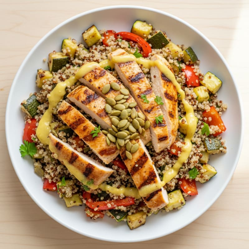 Grilled Chicken and Quinoa Salad with Roasted Vegetables