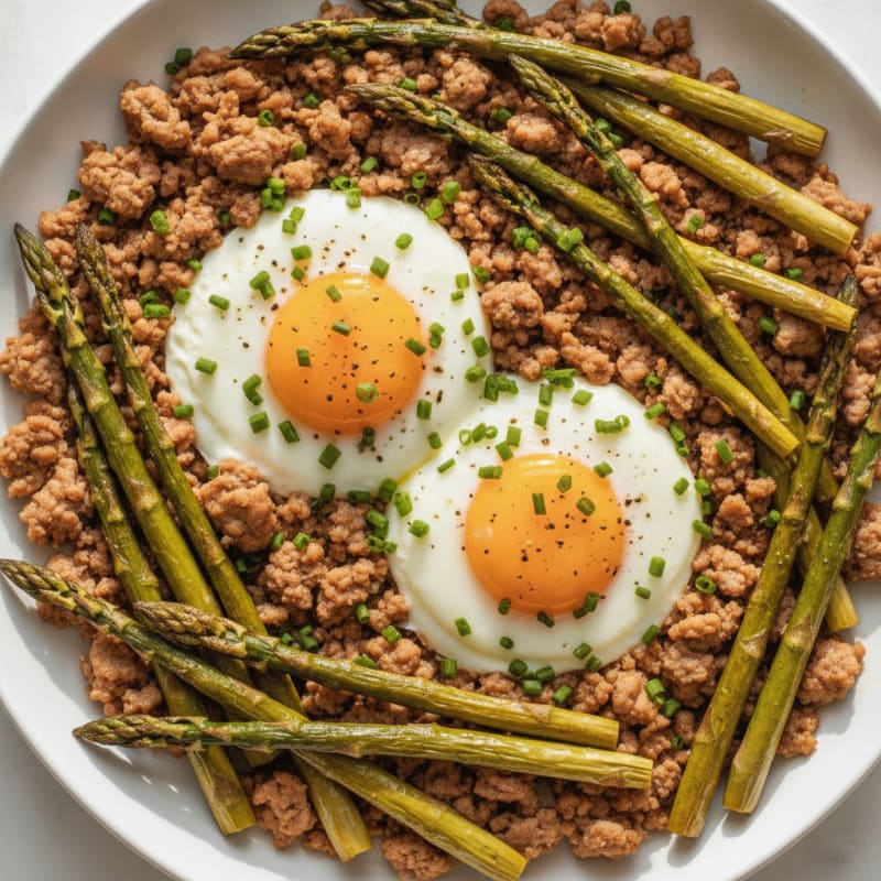 Baked Eggs with Roasted Asparagus